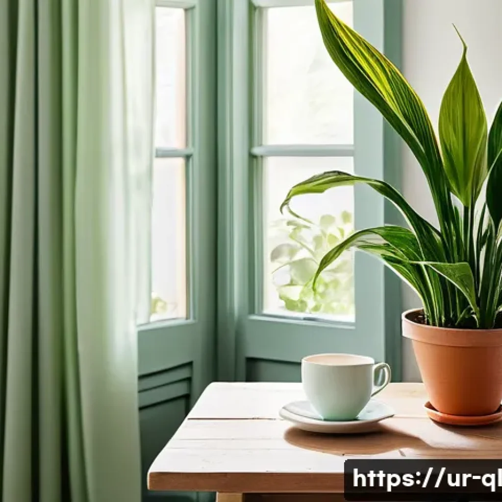 자연주의를 반영한 아침 식사 공간 꾸미기 - **Prompt:** A serene and brightly lit breakfast nook in a home, bathed in soft morning sunlight stre...