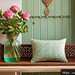Home 20 자연주의 홈 데코를 위한 향초 사용법 - A cozy, traditional Pakistani living room setting in spring, featuring delicate dried rose petals mi...